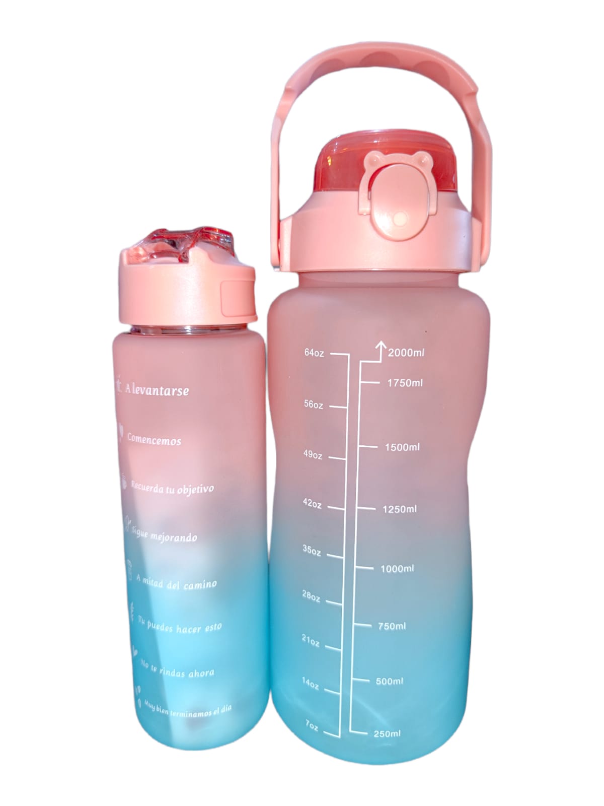 Kit Duo Termo Botella De Agua Motivacional 2 Litros Y 900ml