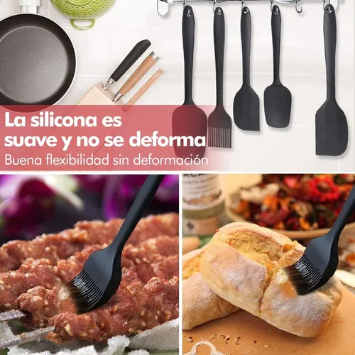 Utensilios de cocina de silicona, 5 piezas, pala de silicona, juego de  utensilios de cocina para el hogar, espátula, sartén antiadherente de grado  alimenticio - AliExpress